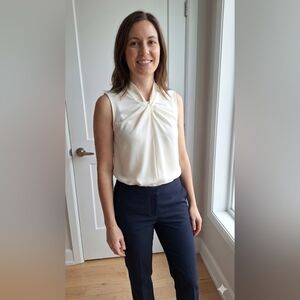 Club Monaco Silky Cream Sleeveless Blouse